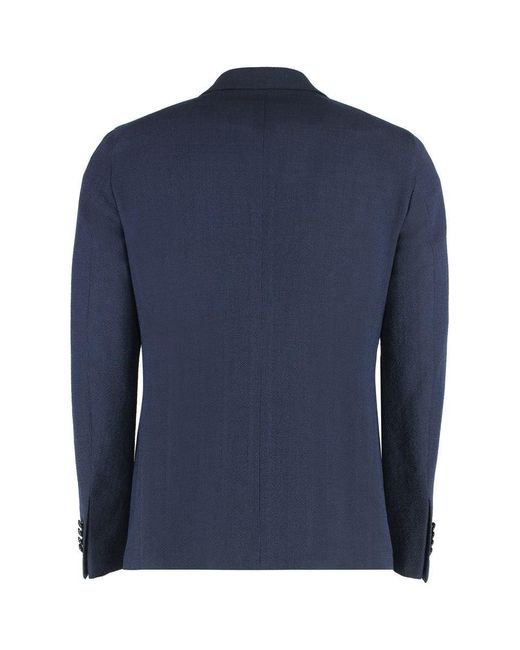 Tagliatore Blue Double-Breasted Virgin Wool Blend Jacket