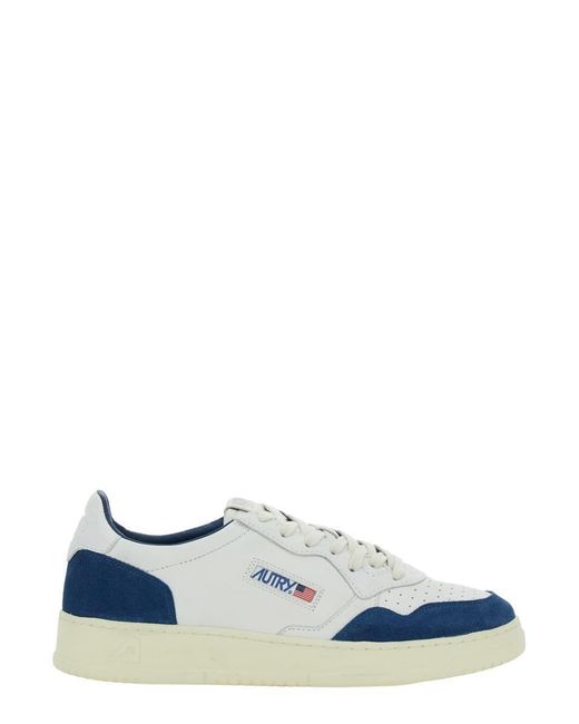 Autry Blue 'Medalist Low' Low Top Sneakers With Side Logo Detail for men