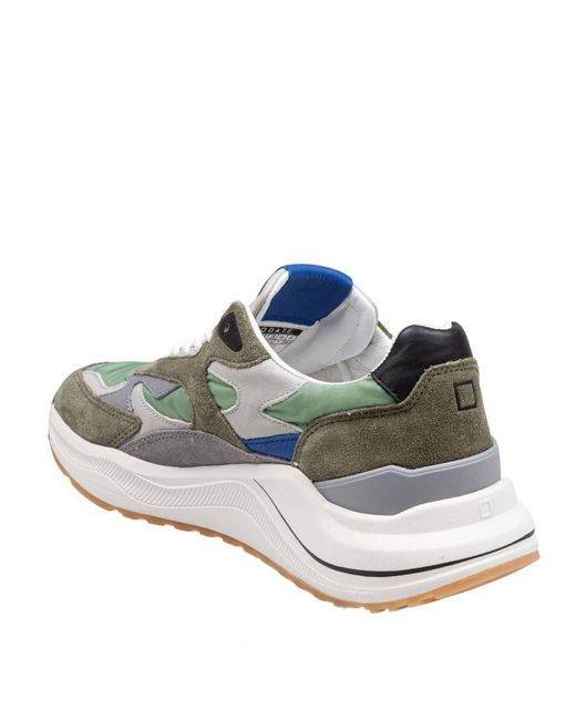 Date Green Suede And Fabric Sneakers for men