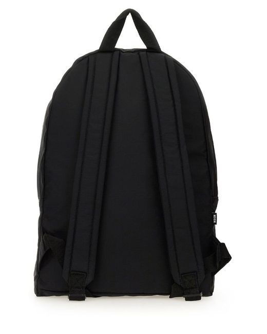 MSGM Black Backpack With Logo for men