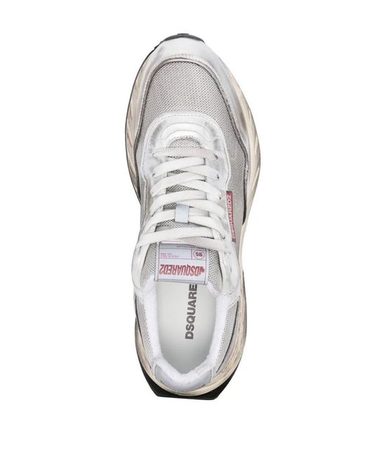 DSquared² White Lace-Up Low Top Sneakers for men