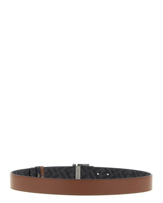 Fendi White 'Squared Ff' Reversible Belt for men