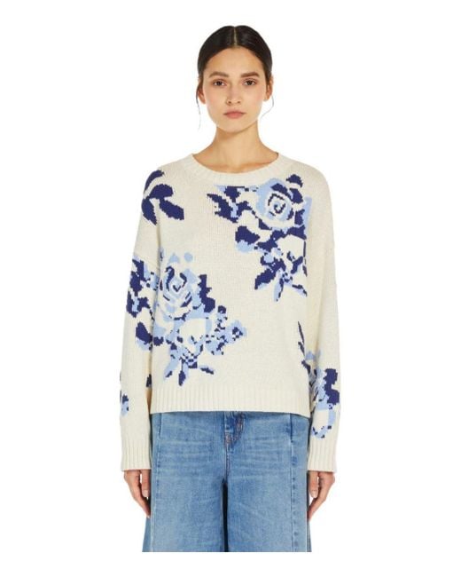 Weekend by Maxmara Blue Fabian Ivory Crewneck Jumper