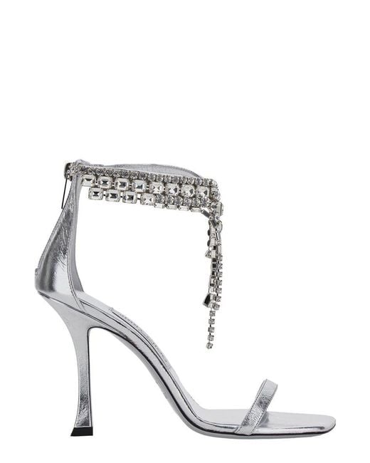 Jimmy Choo 'Verity' Metallic Sandals With High Stiletto Heel