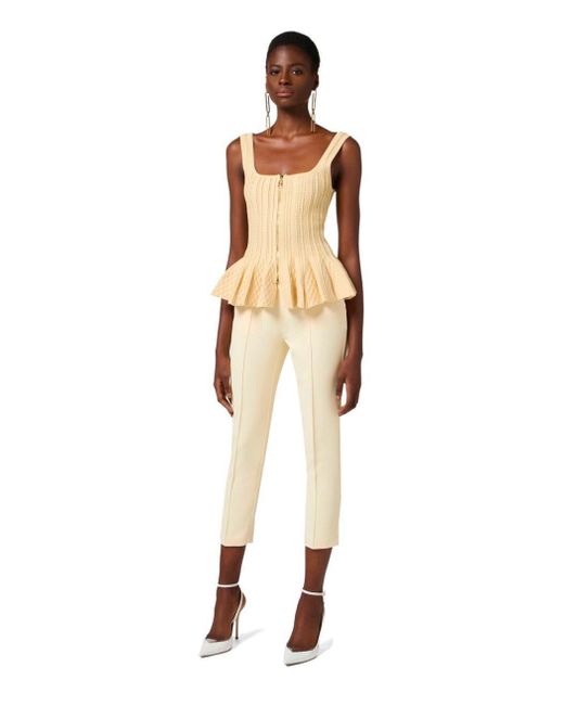 Elisabetta Franchi Natural Lemonade Trouser With Logo