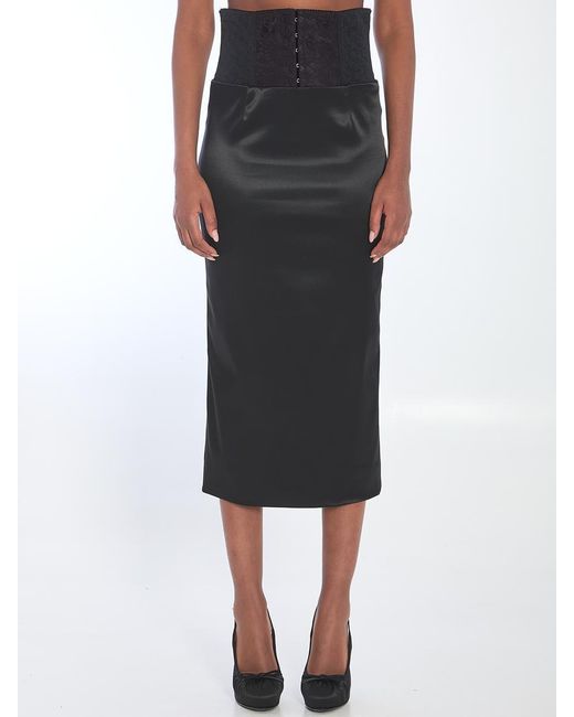 Dolce & Gabbana Black Dolce&Gabbana Skirt With Corset-Style Detail