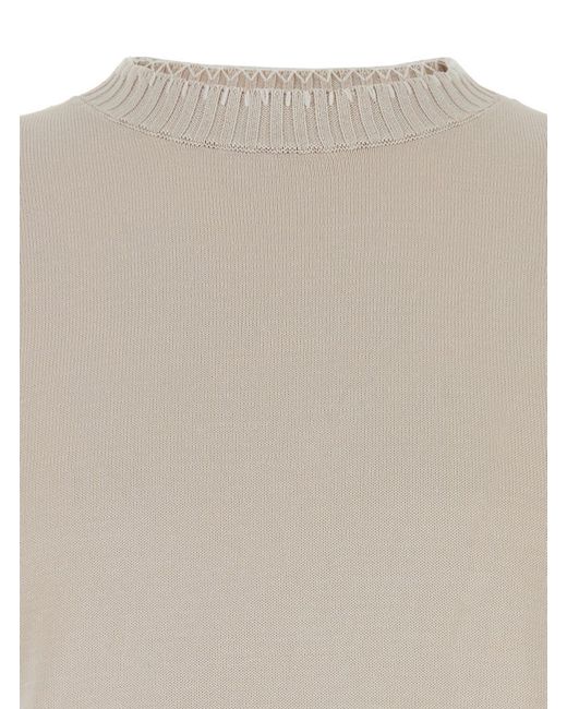 Eleventy White Crewneck T-Shirt With Ribbed Trims for men