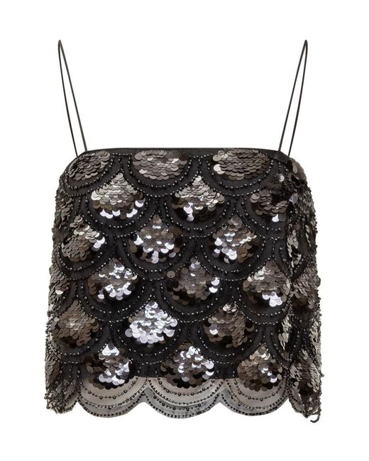 ROTATE BIRGER CHRISTENSEN Black Sequins Crop Top