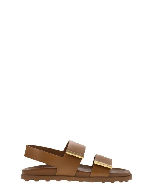 Tod's Brown Sandal With Two Leather Straps