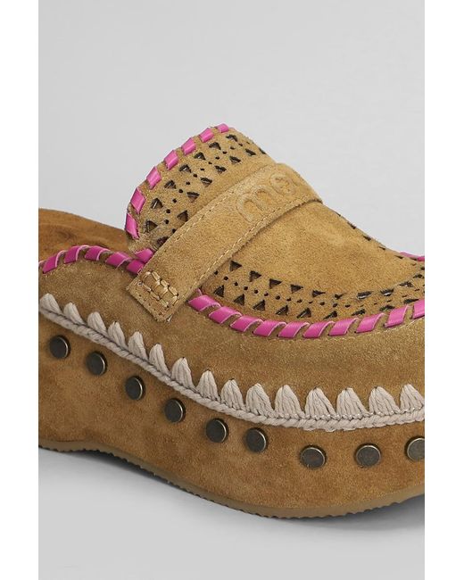 Mou Brown Clog Leather Slipper-Mule