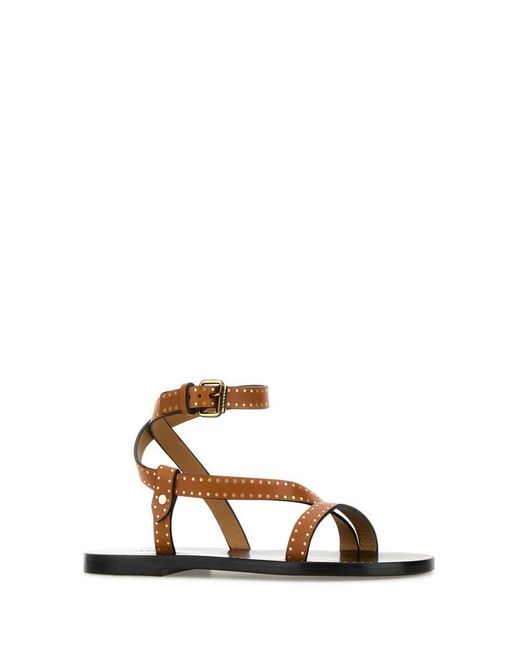 Isabel Marant White Camel Leather Jopee Sandals