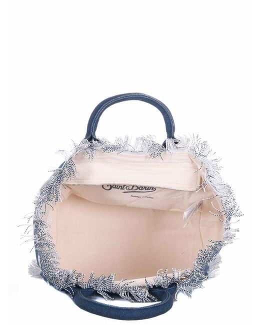 Mc2 Saint Barth Blue Canvas Shopping Bag