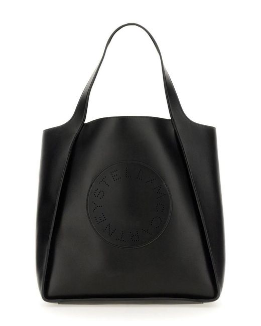 Stella McCartney Black Square Tote Bag With Logo