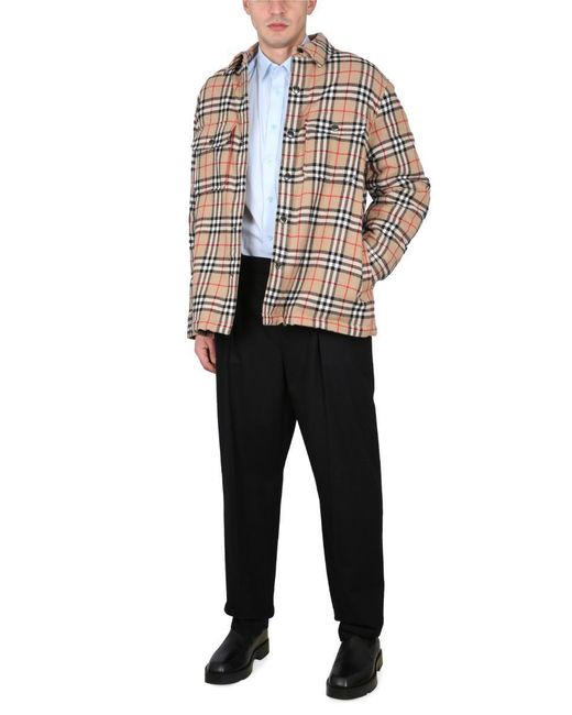 Burberry Gray Jacket With Check Pattern for men