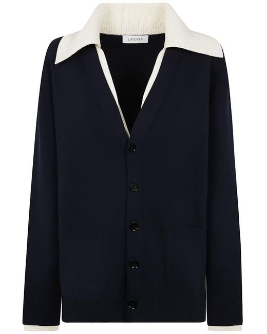 Lanvin Blue Two-Layer Cardigan