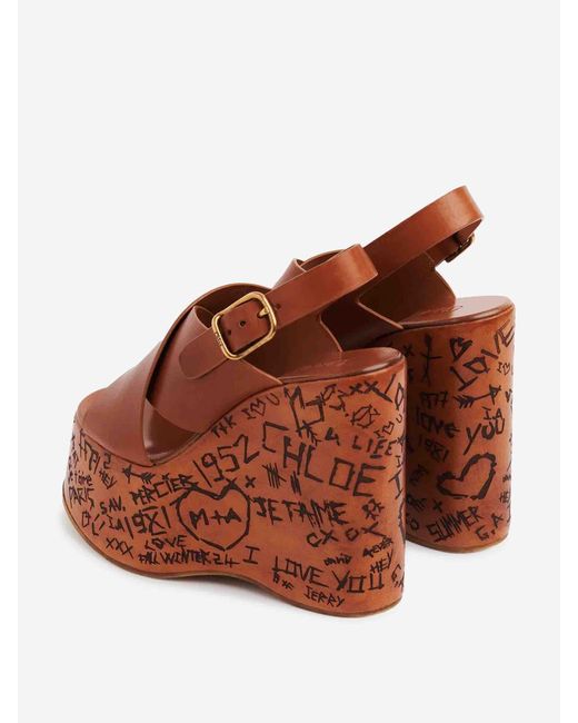 Chloé Brown Maxime Wedge Sandals