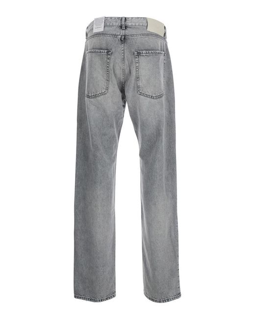 ICON DENIM Gray Pants With Belt Loops And Rear Logo Patch for men
