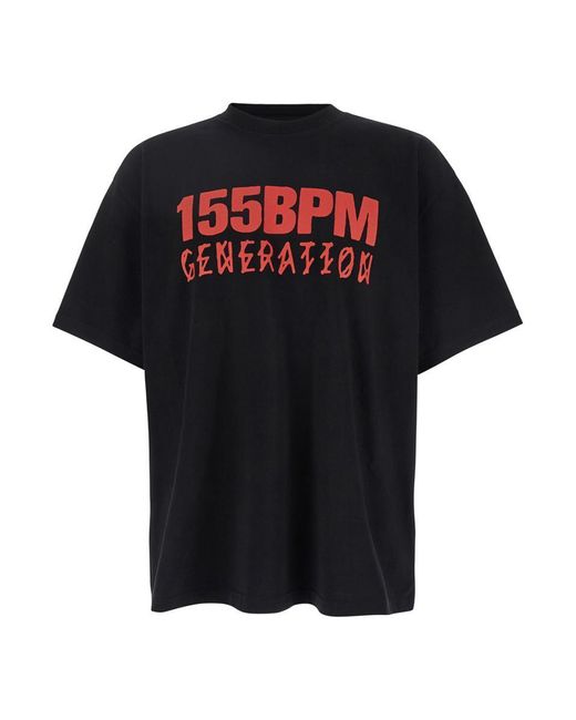 M44 LABEL GROUP Black T-Shirt With Print On The Front And Maxi Slogan Print On The Back for men