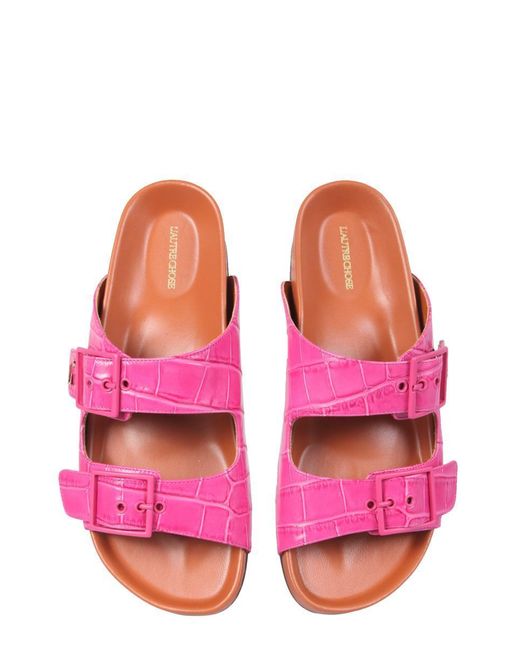 L'Autre Chose Pink Sandals With Coconut Print Leather