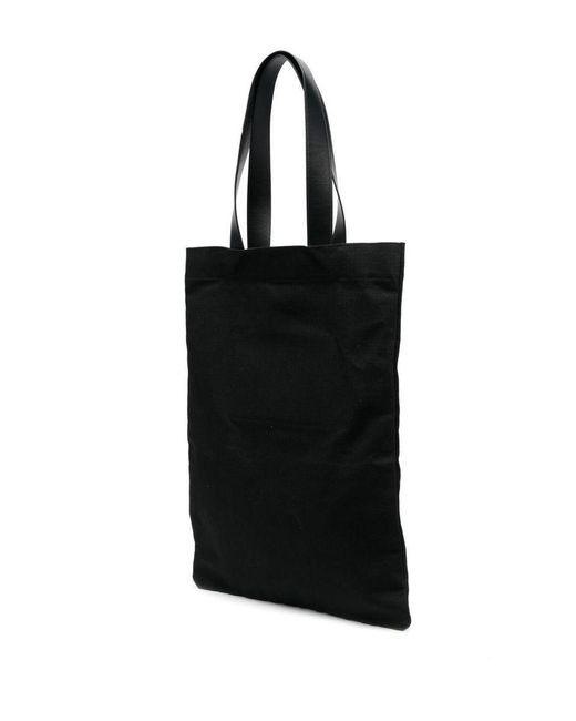 Jil Sander Black Tote Bag With Logo Print for men