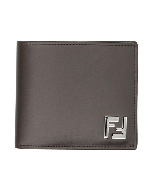 Fendi Gray Ff Squared Bi-Fold Wallet for men
