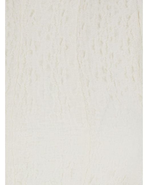 MSGM White Crinkled Cotton Blend Short Dress