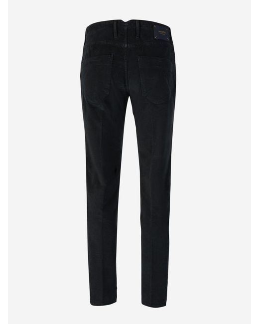 Incotex Black Micro Corduroy Trousers for men
