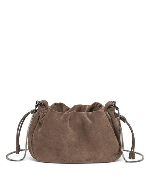 Brunello Cucinelli Brown Leather Shoulder Bag