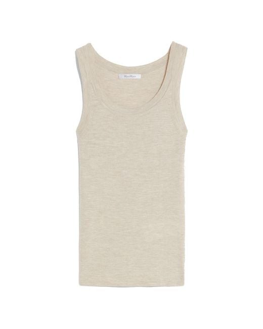 Max Mara White Eliadi Ribbed Wool Top