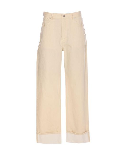 Bottega Veneta Natural Wide Leg Jeans With Cuffs