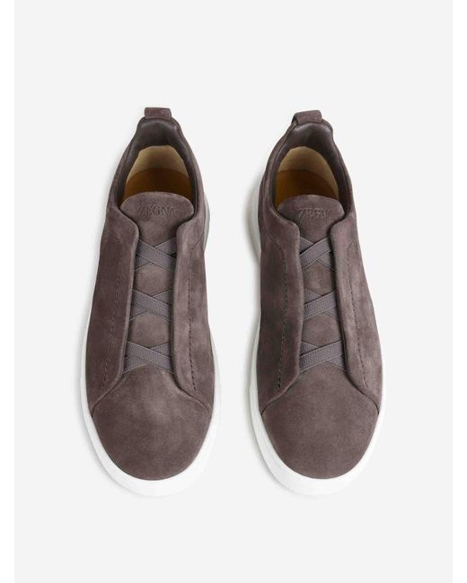 Zegna Brown Triple Stitch Shoes for men