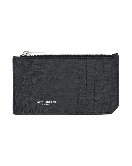 Saint Laurent Black Fragments Zipped Card Case for men