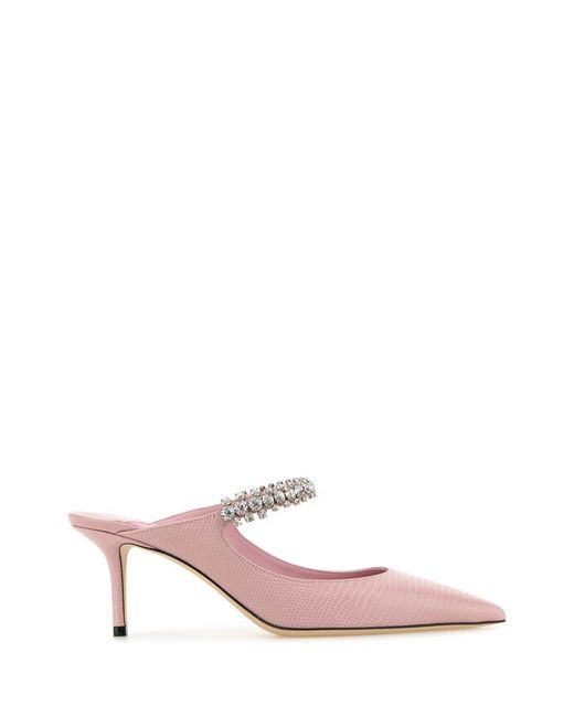 Jimmy Choo Pink Leather Bing Mules