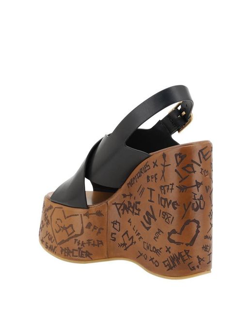 Chloé Brown Maxime Wedge Sandals Shoes