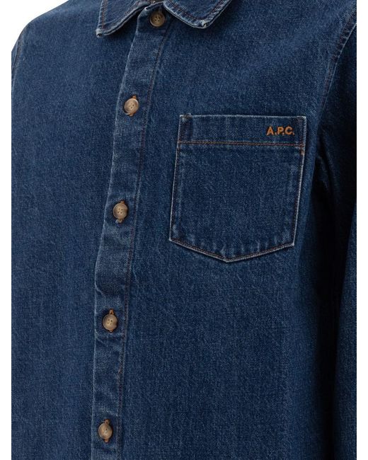 A.P.C. Blue "Vittorio Brodé" Overshirt for men