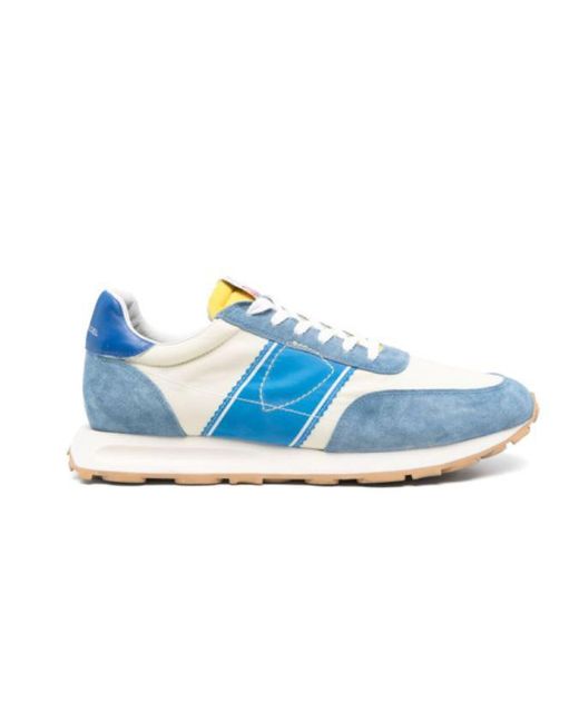 Philippe Model Blue Leather And Fabric Sneakers