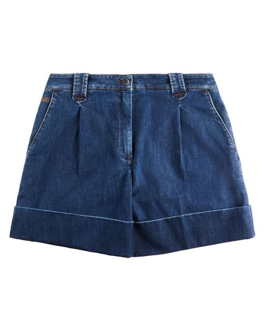 Fay Blue Denim Shorts With Embroidered Logo