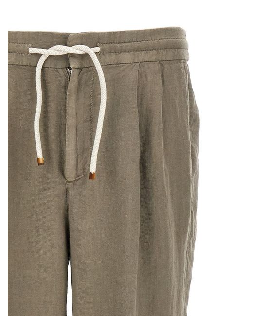 Brunello Cucinelli Natural Linen Trousers for men
