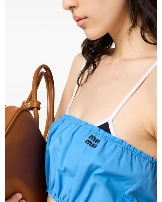 Miu Miu Blue Top E T-Shirt Popeline