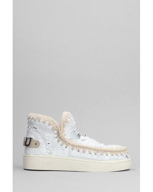 Mou White Eskimo New Low Heels Ankle Boots