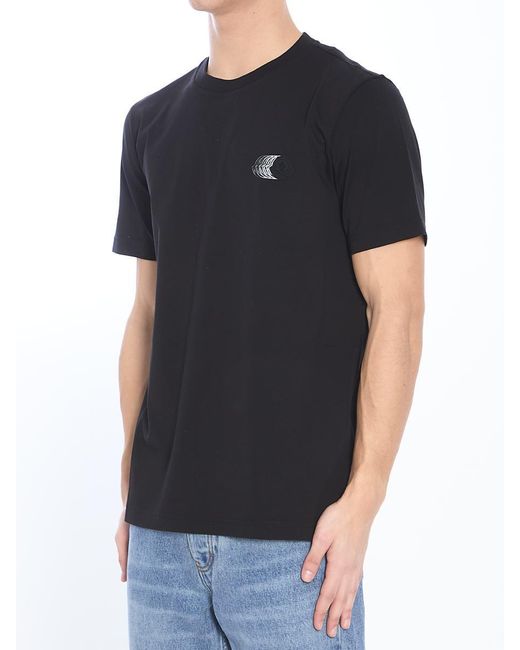 Moncler Black T-Shirt With Gradient Patch for men