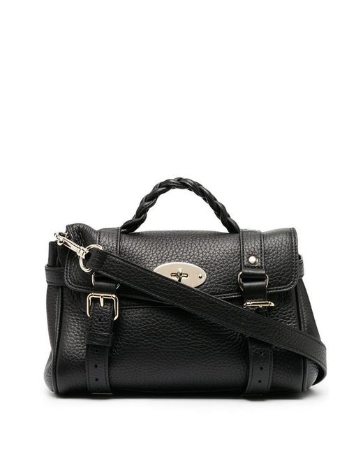Mulberry Black 'Alexa' Mini Handbag With Adjustable And Removable Shoulder Strap And Braided Handle