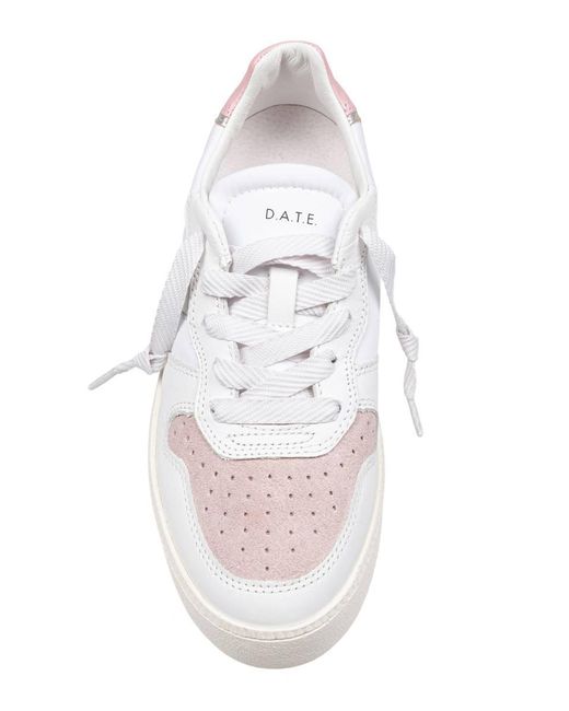 Date White Leather And Suede Platform Sneakers