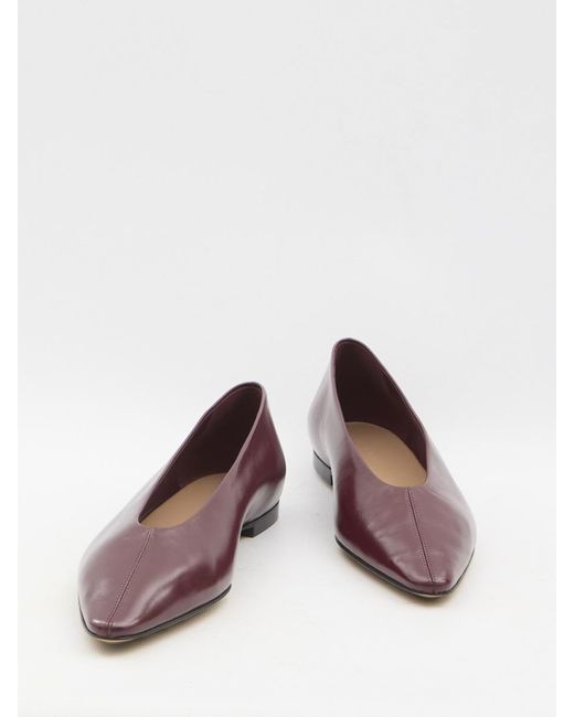 Bottega Veneta Burgundy Sofia Ballet Flats in Brown | Lyst