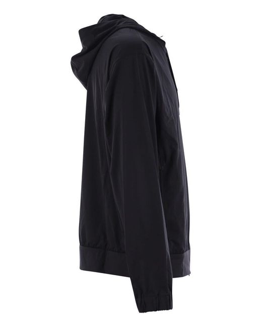 Herno Blue Hoodie With Zip for men