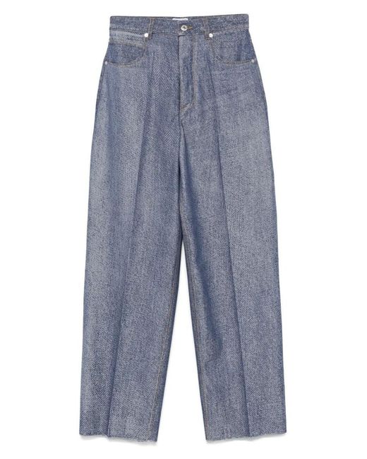 BOTTEGA VENETA★Denim jacquard wide leg pants Bottega Veneta Denim Jacquard Wide Leg Trousers in Blue | Lyst