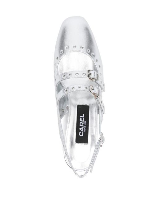 CAREL PARIS White Queen Leather Ballet Flats