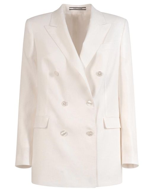 Tagliatore Natural Jasmine Double-Breasted Linen Blazer