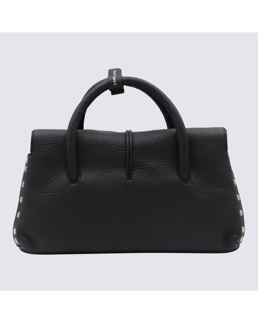 Zanellato Black Leather Dotta Top Handle Bag