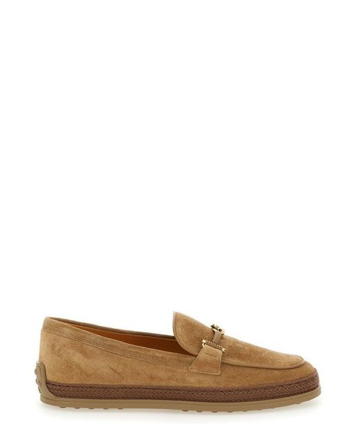 Tod's Brown Loafers With Cord Detail